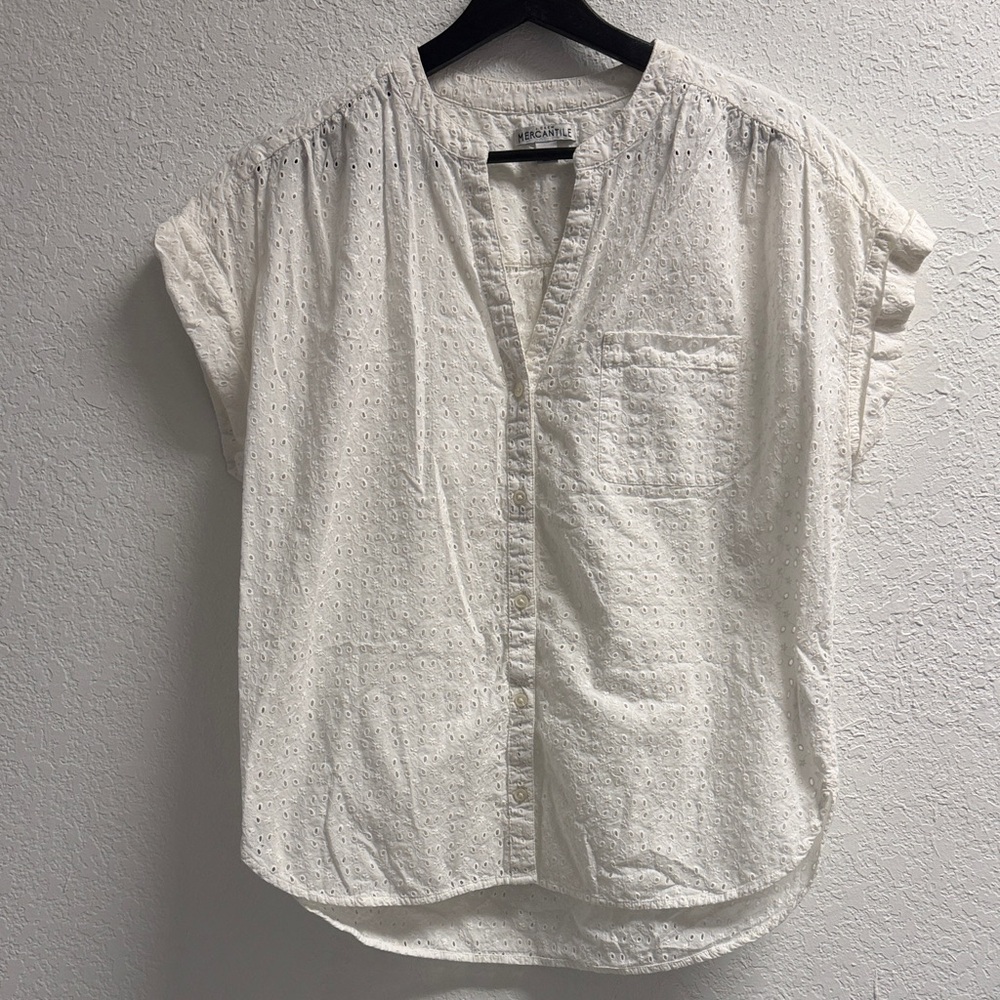 J Crew Mercantile white eyelet Shirt S